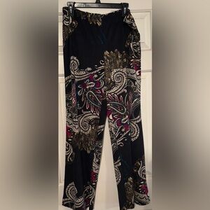 Sunny Leigh Black and Cream Paisley Wide Leg Pants